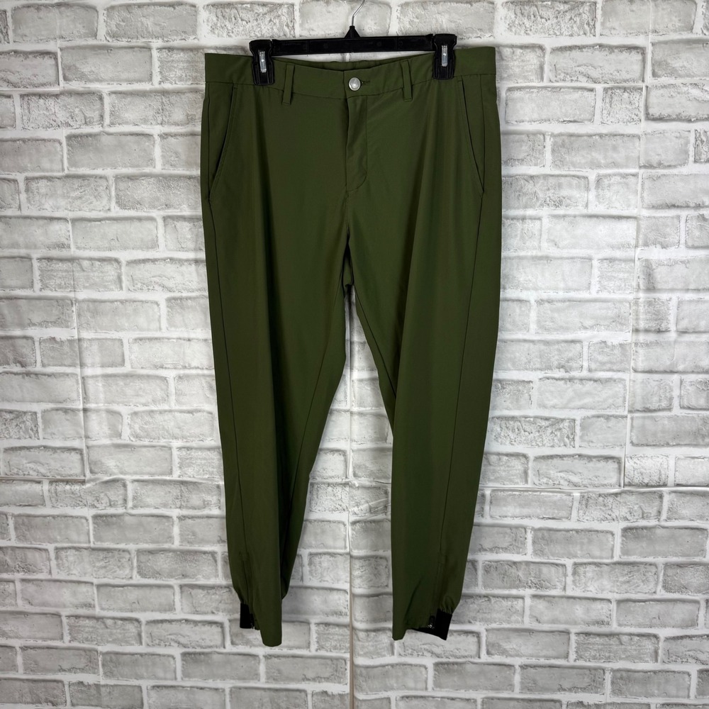 Primo Golf Joggers Mens 34 x27 Short Olive Green Stretch Performance Pants Cuff